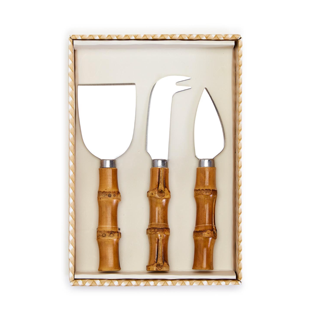 Natural Bamboo Handle Cheese Knives in Gift Box