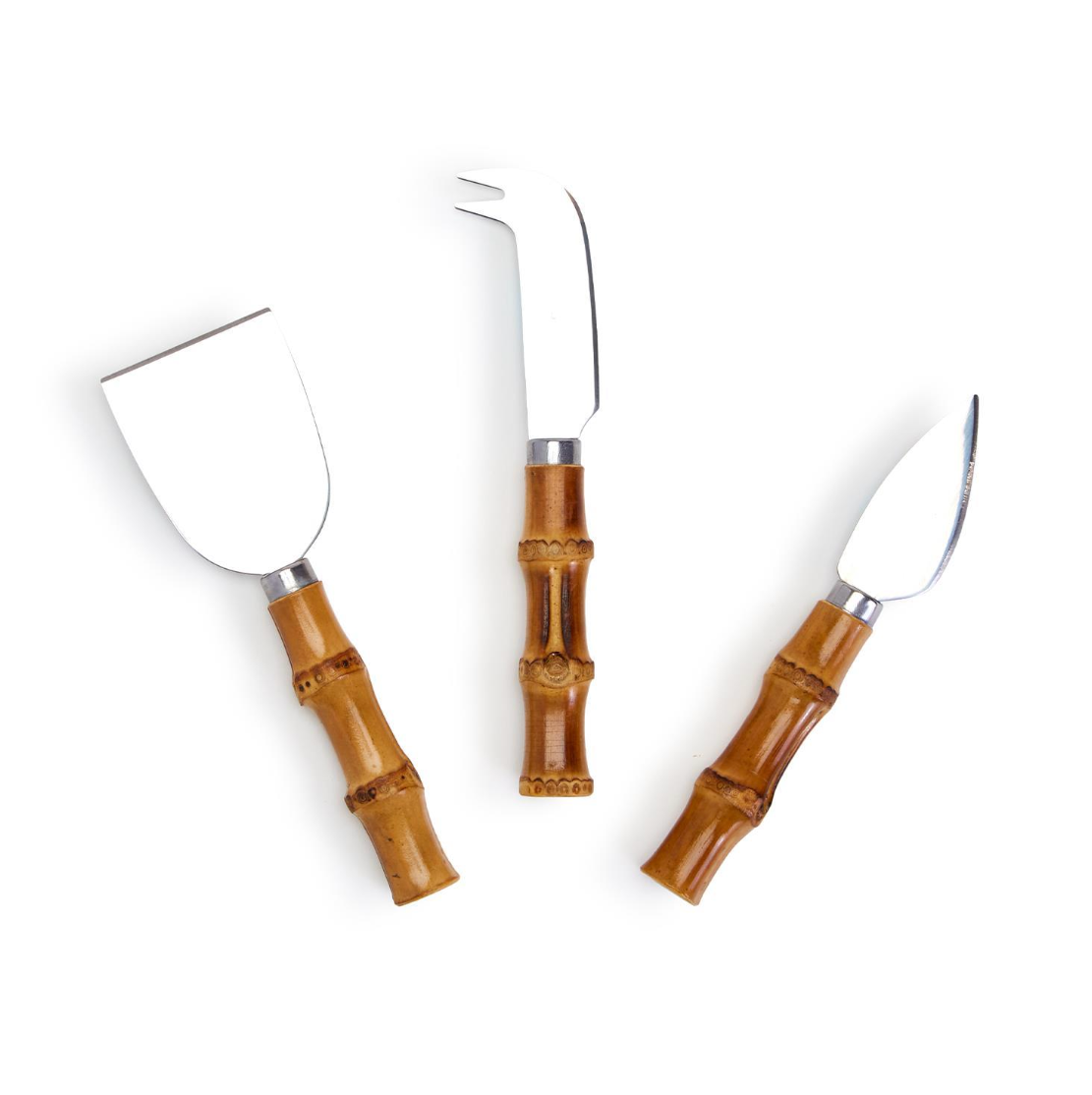 Natural Bamboo Handle Cheese Knives in Gift Box