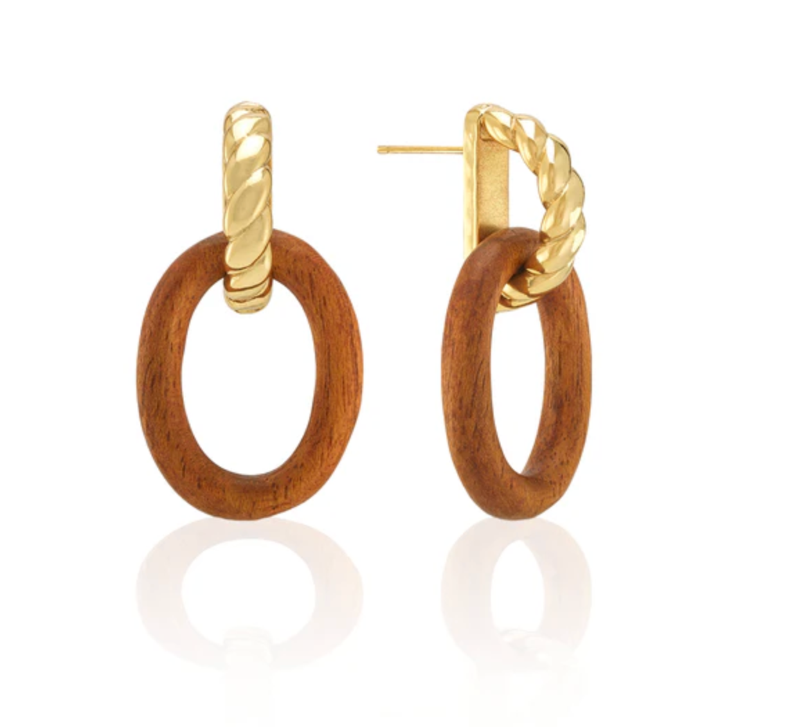 Earth Goddess Link Drop Earrings - Teak