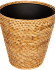 Rattan Round Tapered Waste Basket with Metal Liner