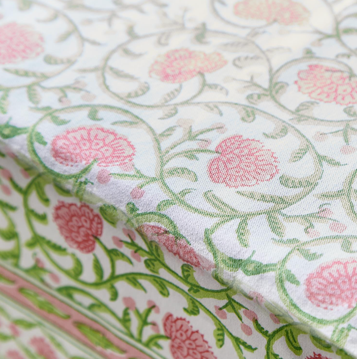 Floral Block Print Table Cloth