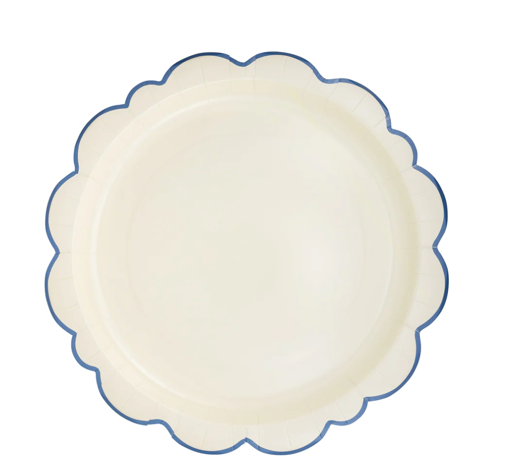 Pembroke Cream with Blue Edge Paper Plate