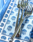 Chinoiserie Blue Block Print Cloth Napkins, Set of 4