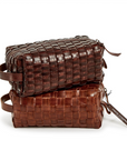 Chestnut Woven Leather Dopp Kit