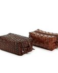 Chestnut Woven Leather Dopp Kit