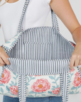 Rose and Blue Quilted Tote Bag