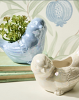 Iridescent Bird Cachepot / Planter, White