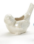 Iridescent Bird Cachepot / Planter, White