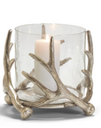Silver Antler Candleholder & Glass Votive