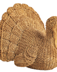 A decorative woven resin turkey figurine with a textured, handwoven appearance, shown against a plain white background.