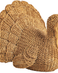 A decorative woven resin turkey figurine with a textured, handwoven appearance, shown against a plain white background.
