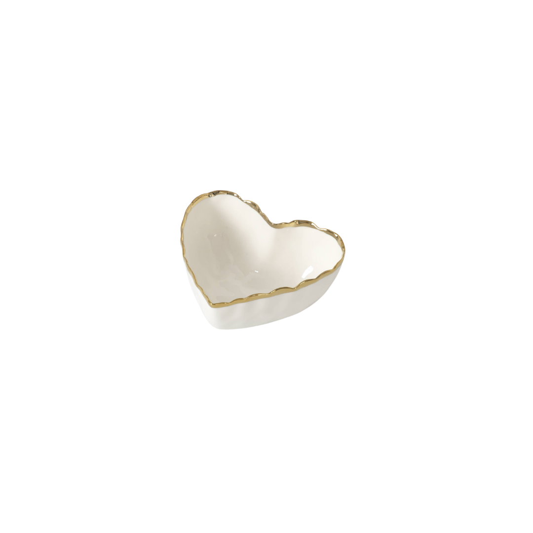 Heart Scalloped Gold Edge Bowl
