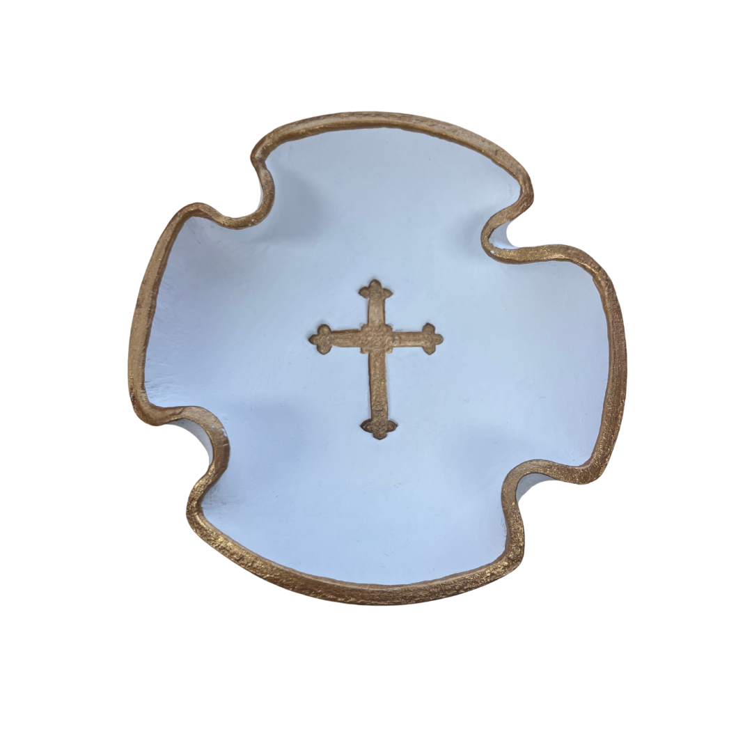 Ruffled Blessing Bowl with Cross