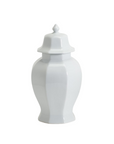 Small Porcelain White Hexagonal Temple Jar with Lid