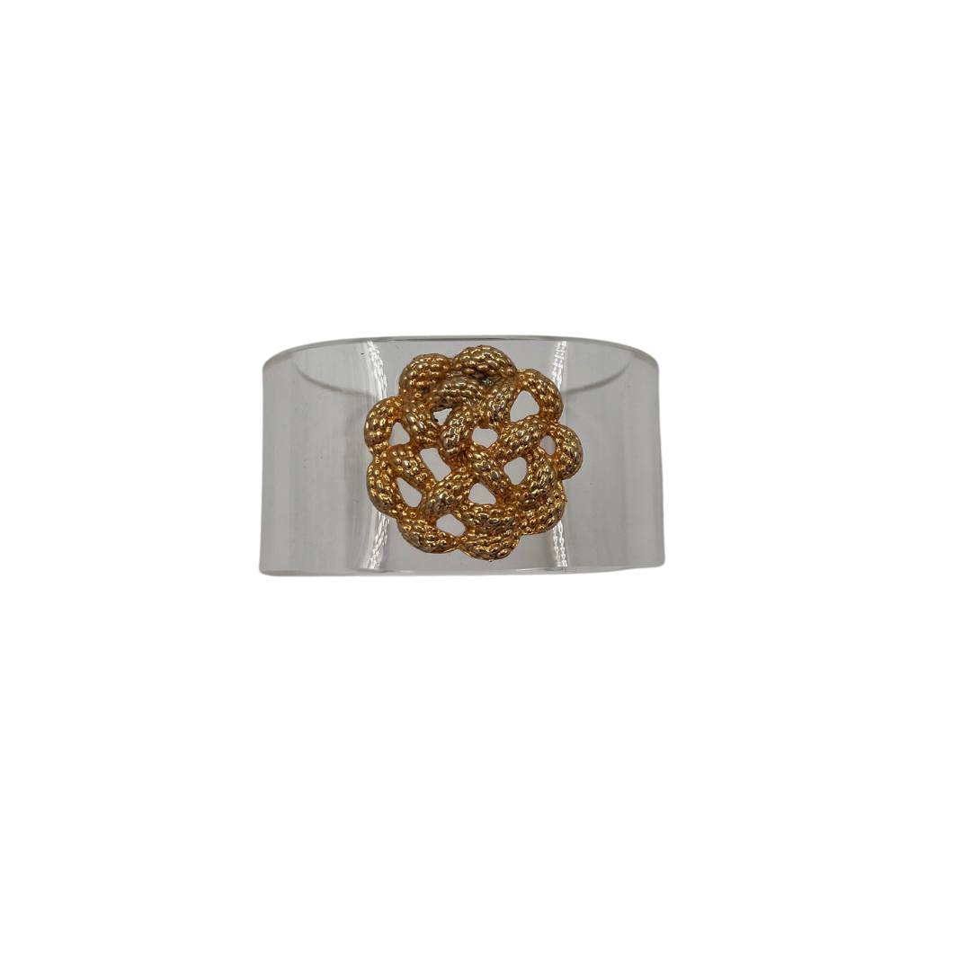 Acrylic Cuff with Vintage Gold Rope Flower Brooch