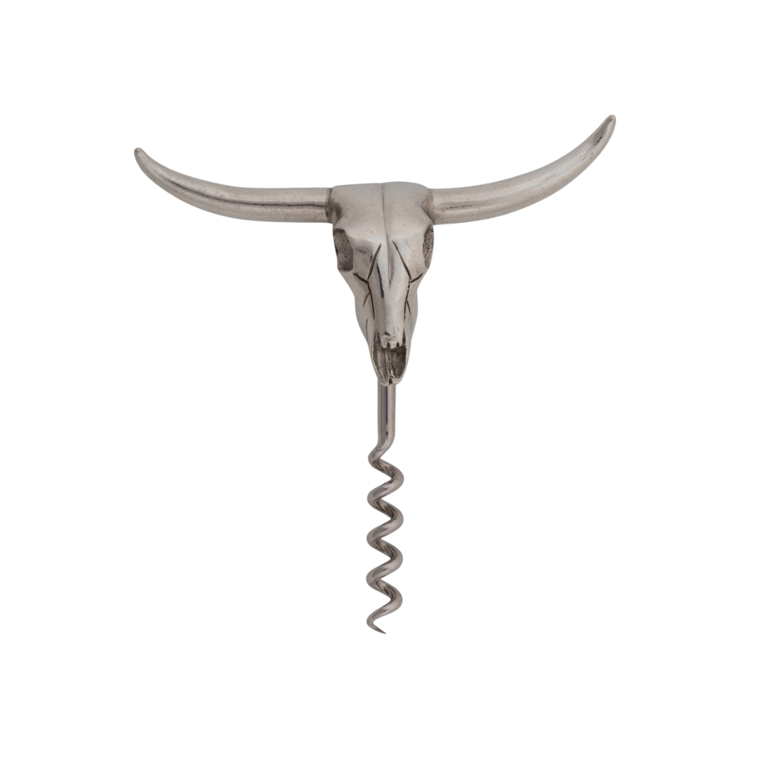 Pewter Cow Skull Wine Pull