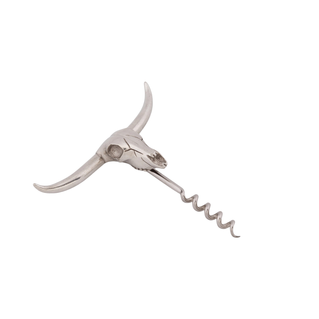 Pewter Cow Skull Wine Pull