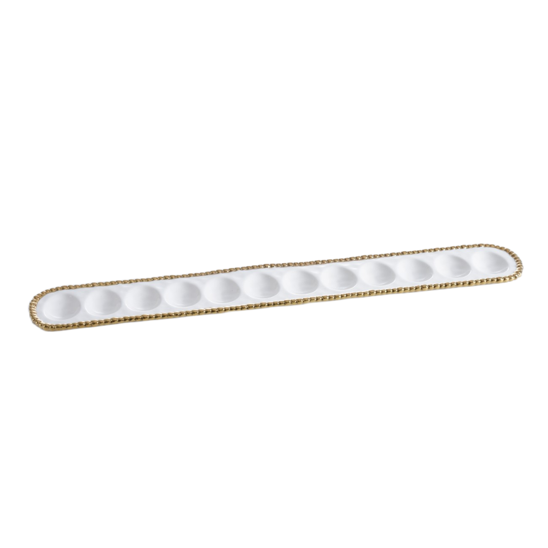 White and Gold Beaded Deviled Egg Tray