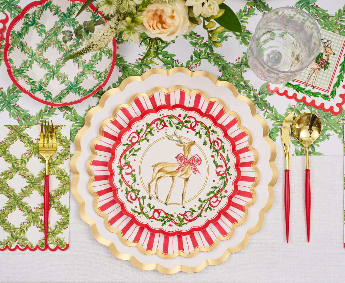 Holly Berry Paper Salad Plates