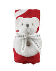 Swaddle Blanket + Plush Bear Rattle - My First Christmas
