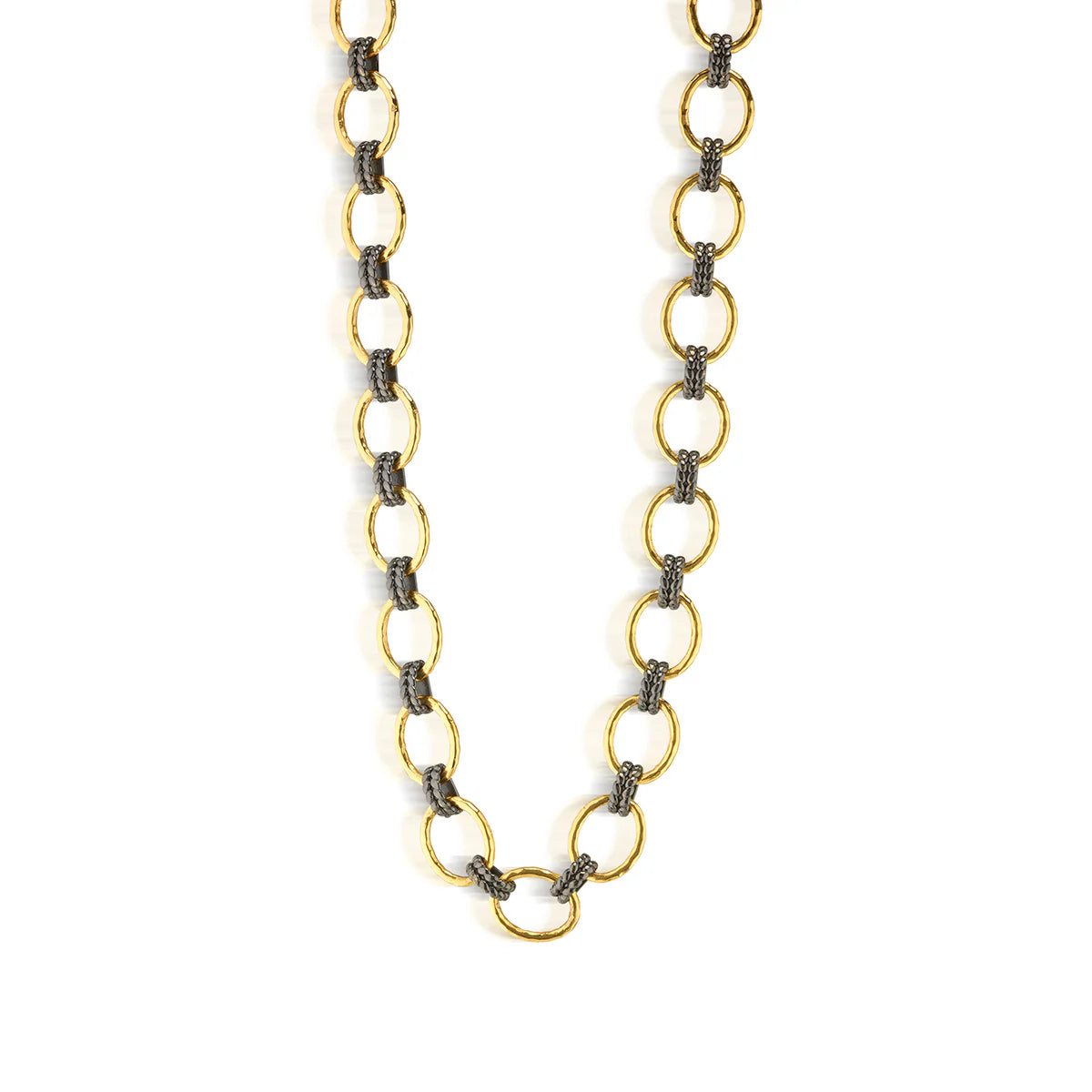 Cleopatra Grande Link Necklace, Gold/Midnight