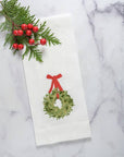 Christmas Boxwood Wreath Linen Towel