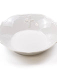 Cross Embossed Serving Bowl White 11"