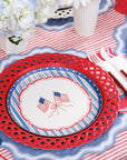 Red Basketweave Dinner Paper Plates