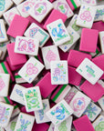 Amara Mahjong tiles in pink and green.