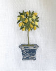 Lemon Topiary Linen Towel: White