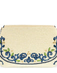 Capri Lemons Yellow and Blue Beaded Crossbody Handbag