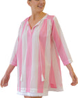 Coverup - Striped Pink With Fringe