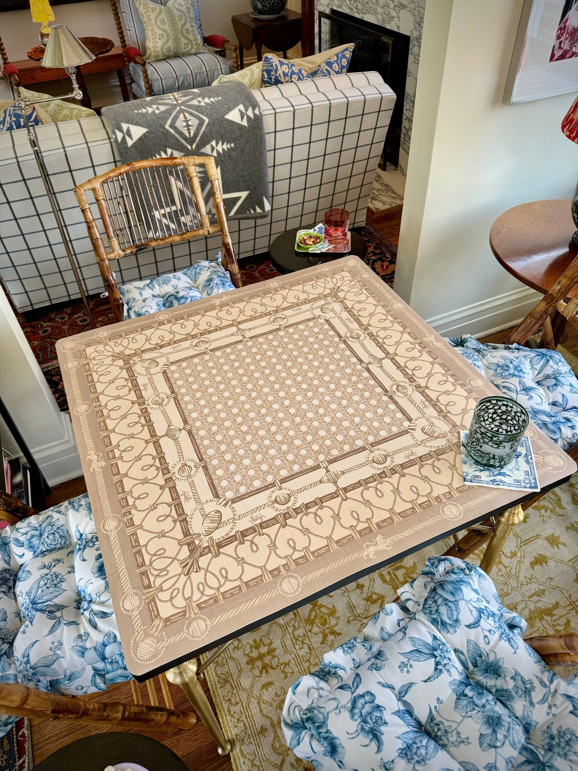 Chinoiserie Blue Mahjong Mat