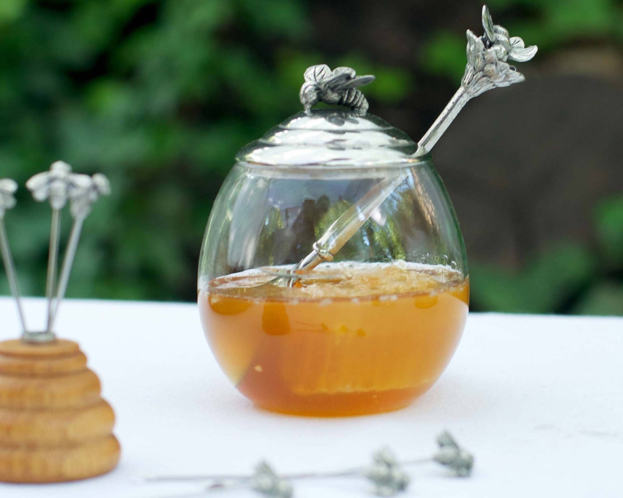Bee Glass Honey Pot with Spoon