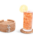 Anchor Hand Woven Wicker Rattan Coaster Set, 6 Coasters