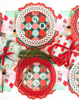 Red Basketweave Dinner Paper Plates