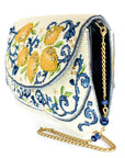 Capri Lemons Yellow and Blue Beaded Crossbody Handbag