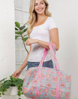 Floral Quilted Cotton Duffle Bag