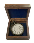 Antiqued Brass Pocket Watch in Vintage Wooden Box