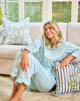 Scalloped Pajama Set Long - Blue Chintz