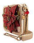 Poinsettia 3D Red And Gold Beaded Handbag