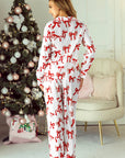 Christmas Bow Print Long 2pcs Pajama Set