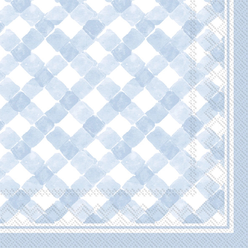 Paper Cocktail Napkin - Light Blue Gingham