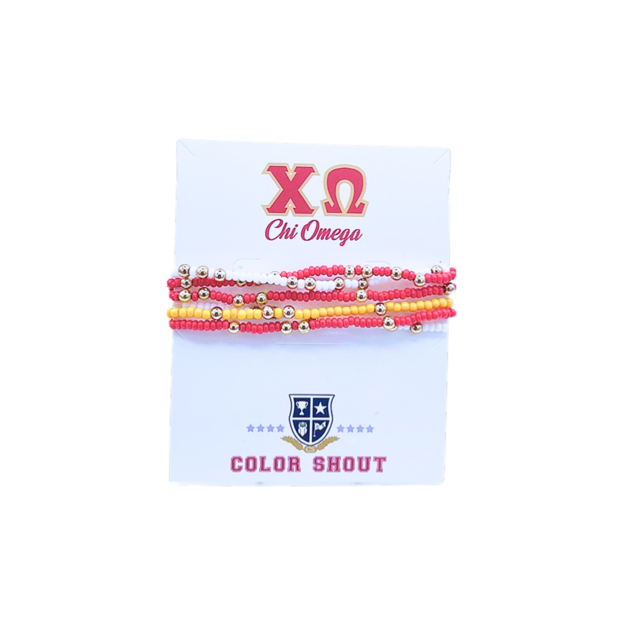 Chi Omega Beaded Stretch Bracelet Set