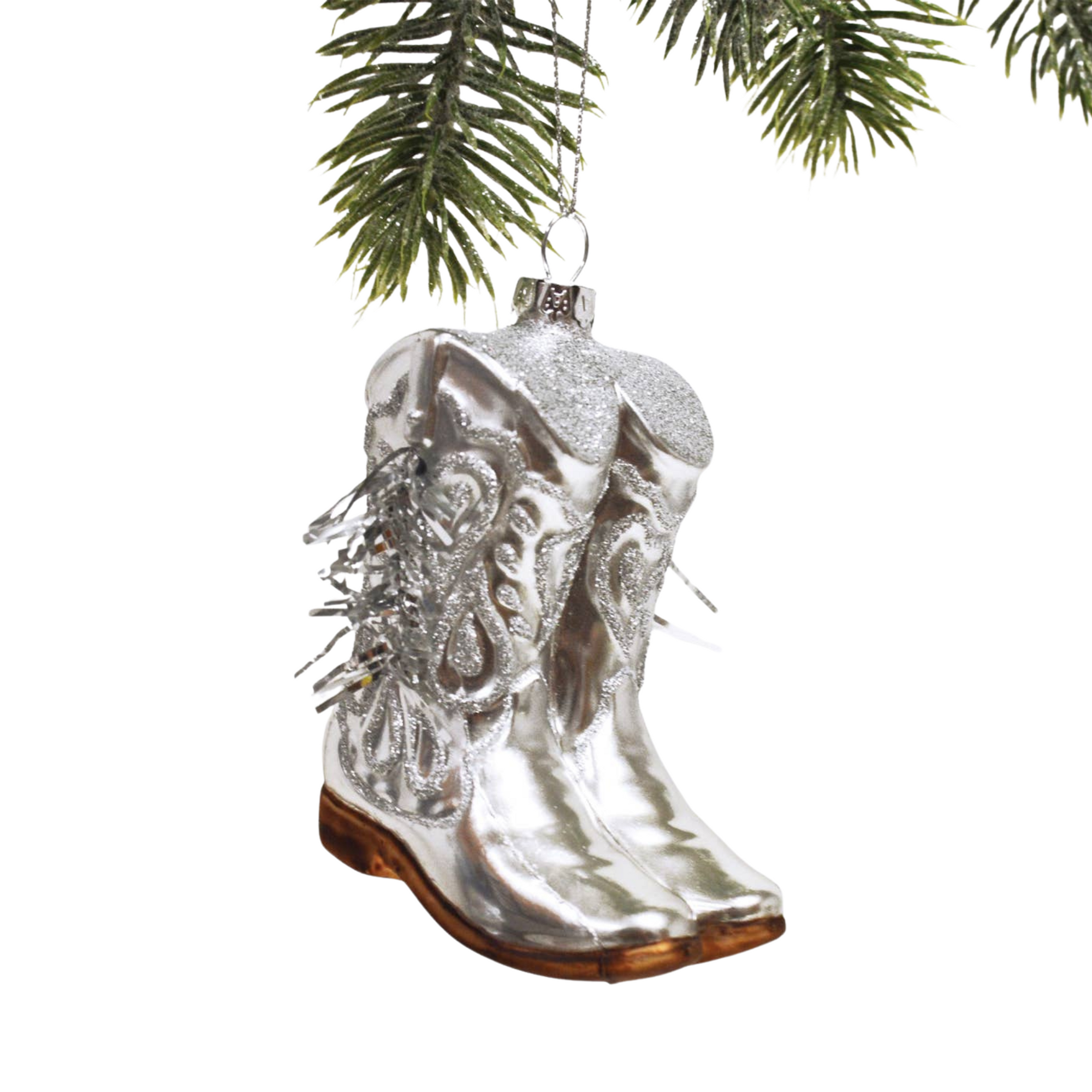 Cowboy Boot Boxed Glass Ornament