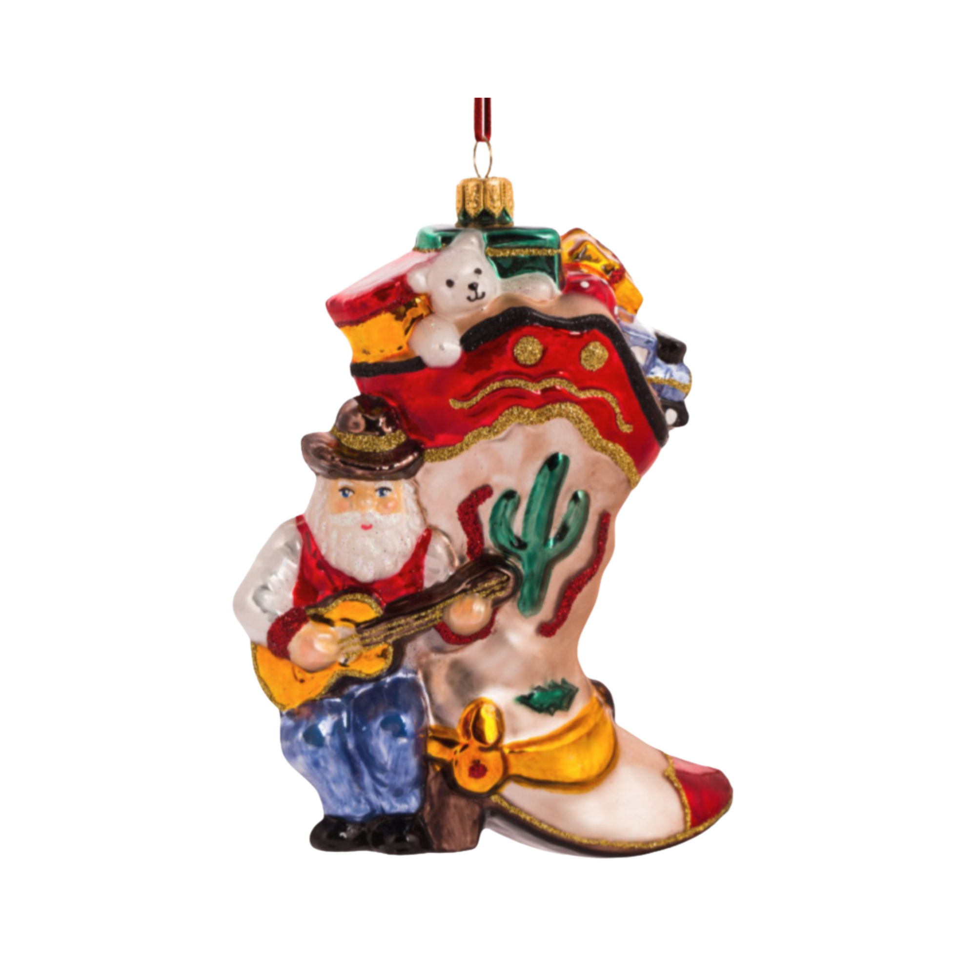 Cowboy Boot Santa Ornament