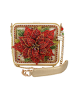 Poinsettia 3D Red And Gold Beaded Handbag
