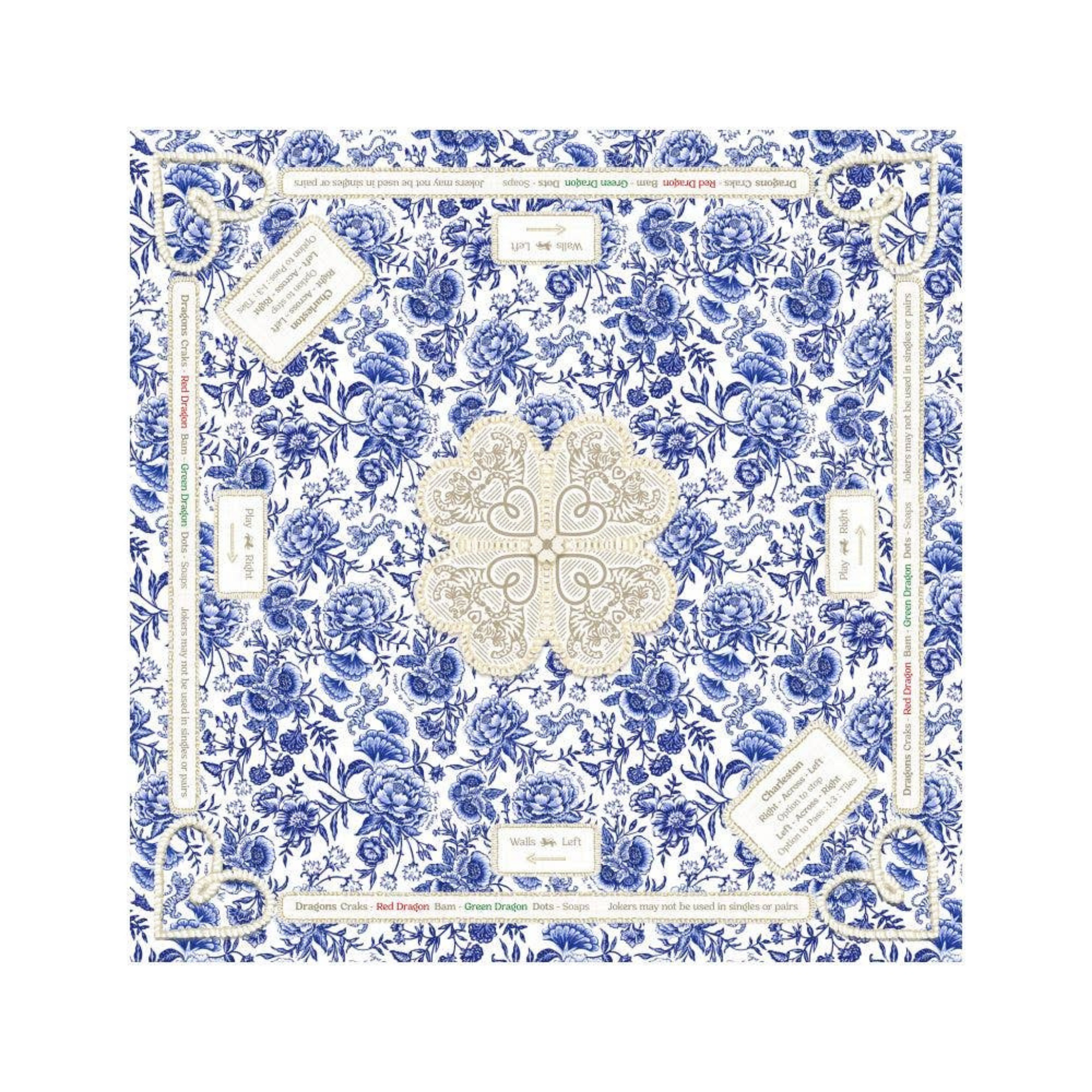 Chinoiserie Blue Mahjong Mat