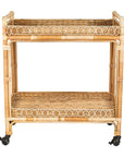Provence Whitewash Rattan Bar Cart