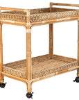 Provence Whitewash Rattan Bar Cart